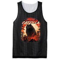 Funny Cat Lover Catzilla Cat Humor Cat Mesh Reversible Basketball Jersey Tank