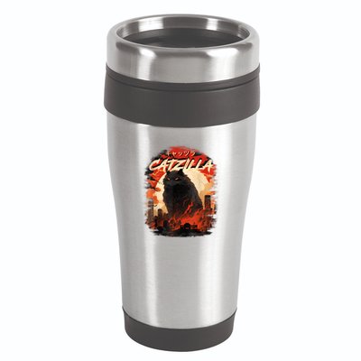 Funny Cat Lover Catzilla Cat Humor Cat 16oz Travel Tumbler