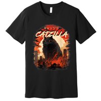 Funny Cat Lover Catzilla Cat Humor Cat Premium T-Shirt