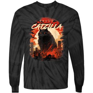 Funny Cat Lover Catzilla Cat Humor Cat Tie-Dye Long Sleeve Shirt