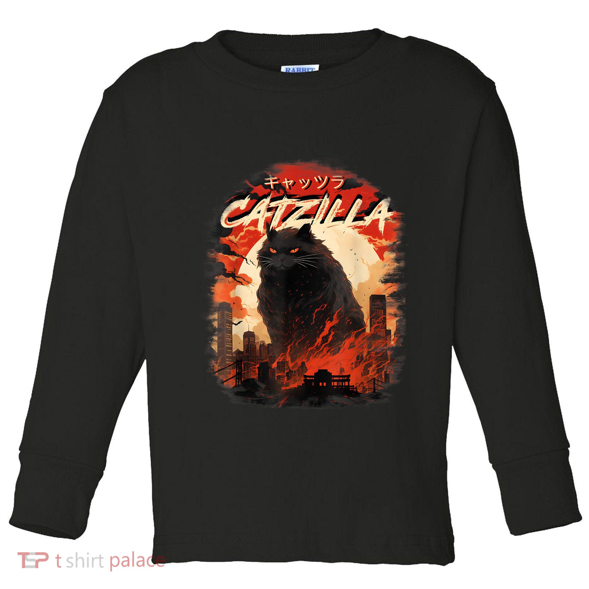 Funny Cat Lover Catzilla Cat Humor Cat Toddler Long Sleeve Shirt