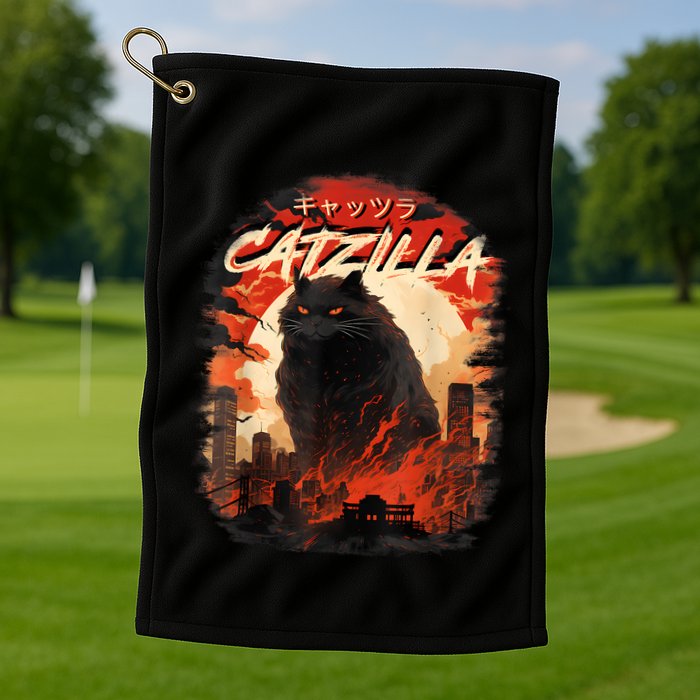 Funny Cat Lover Catzilla Cat Humor Cat Golf Towel