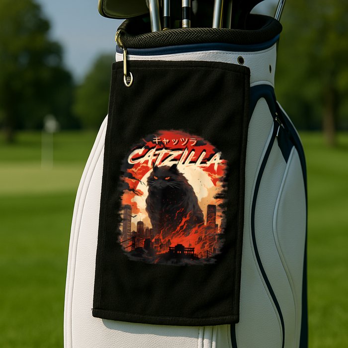 Funny Cat Lover Catzilla Cat Humor Cat Golf Towel