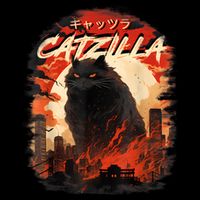 Funny Cat Lover Catzilla Cat Humor Cat Short Acrylic Beanie