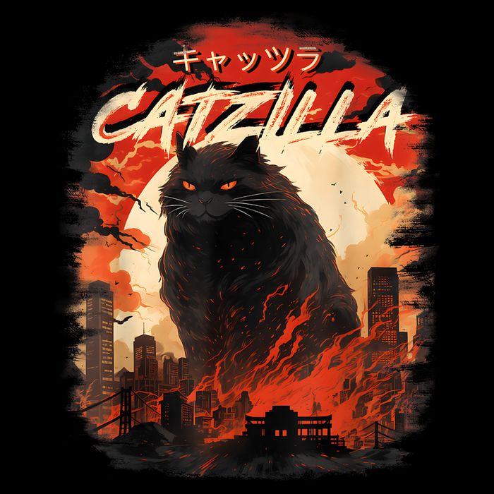 Funny Cat Lover Catzilla Cat Humor Cat Short Acrylic Beanie