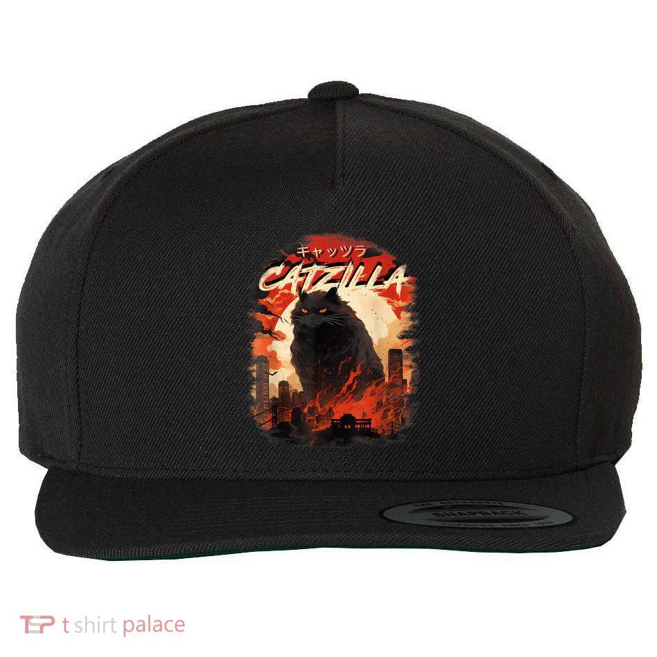 Funny Cat Lover Catzilla Cat Humor Cat Wool Snapback Cap