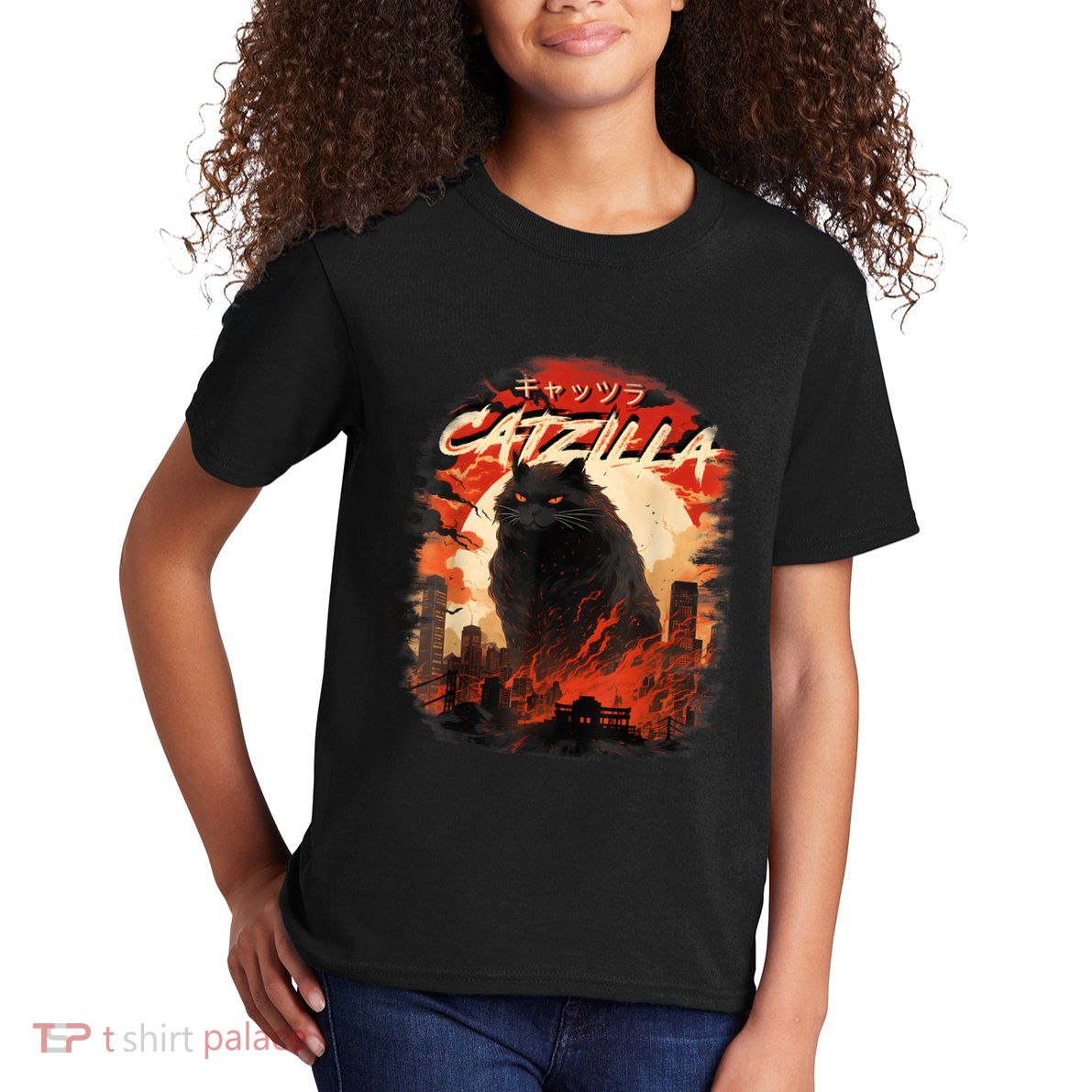 Funny Cat Lover Catzilla Cat Humor Cat Kids T-Shirt