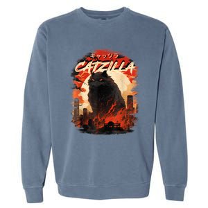 Funny Cat Lover Catzilla Cat Humor Cat Garment-Dyed Sweatshirt