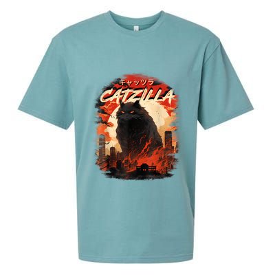 Funny Cat Lover Catzilla Cat Humor Cat Sueded Cloud Jersey T-Shirt