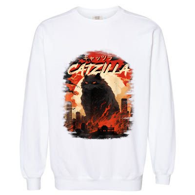 Funny Cat Lover Catzilla Cat Humor Cat Garment-Dyed Sweatshirt