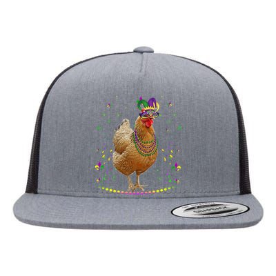 Funny Chicken Lover Cute Mardi Gras Carnival Jester Premium Flat Bill Trucker Hat