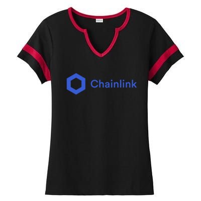 Funny Chainlink LINK Funny Chainlink Crypto Chainlink Blue Chainlink Merch Ladies Halftime Notch Neck Tee