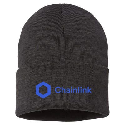 Funny Chainlink LINK Funny Chainlink Crypto Chainlink Blue Chainlink Merch Sustainable Knit Beanie