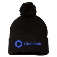 Funny Chainlink LINK Funny Chainlink Crypto Chainlink Blue Chainlink Merch Pom Pom 12in Knit Beanie
