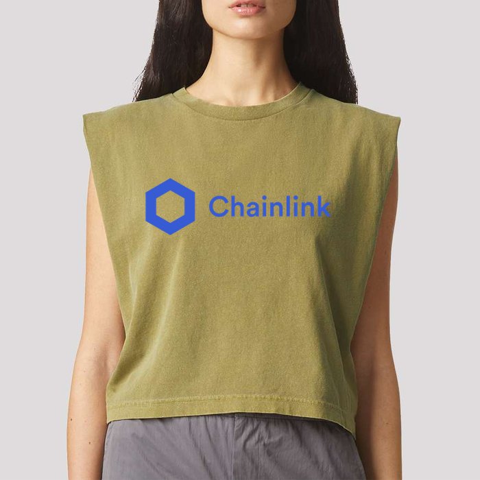 Funny Chainlink LINK Funny Chainlink Crypto Chainlink Blue Chainlink Merch Garment-Dyed Women's Muscle Tee