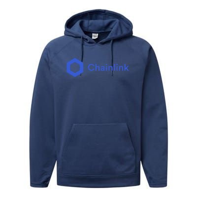 Funny Chainlink LINK Funny Chainlink Crypto Chainlink Blue Chainlink Merch Performance Fleece Hoodie