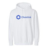 Funny Chainlink LINK Funny Chainlink Crypto Chainlink Blue Chainlink Merch Garment-Dyed Fleece Hoodie