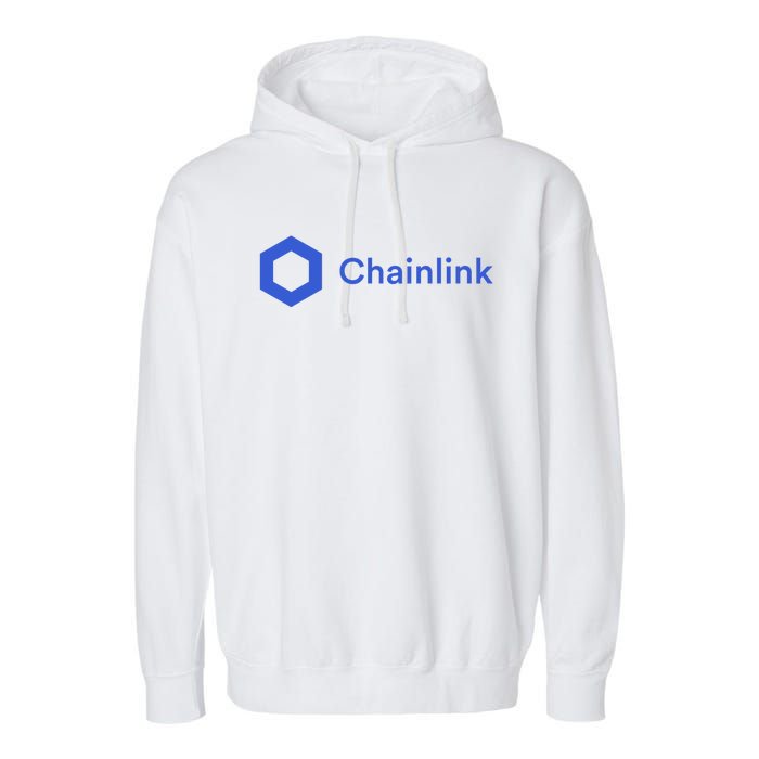 Funny Chainlink LINK Funny Chainlink Crypto Chainlink Blue Chainlink Merch Garment-Dyed Fleece Hoodie