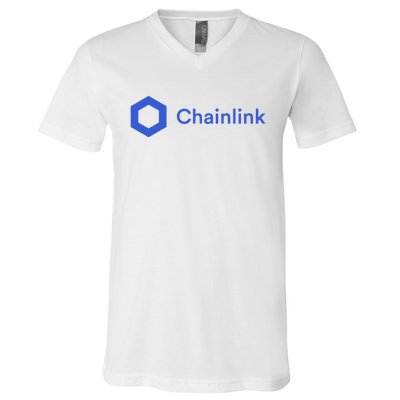 Funny Chainlink LINK Funny Chainlink Crypto Chainlink Blue Chainlink Merch V-Neck T-Shirt