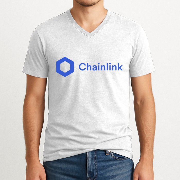Funny Chainlink LINK Funny Chainlink Crypto Chainlink Blue Chainlink Merch V-Neck T-Shirt