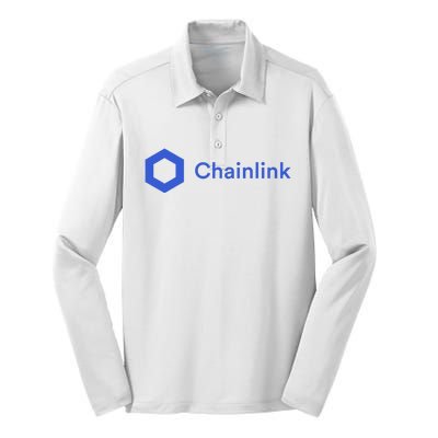 Funny Chainlink LINK Funny Chainlink Crypto Chainlink Blue Chainlink Merch Silk Touch Performance Long Sleeve Polo