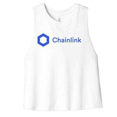 Funny Chainlink LINK Funny Chainlink Crypto Chainlink Blue Chainlink Merch Women's Racerback Cropped Tank