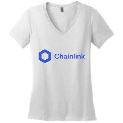 Funny Chainlink LINK Funny Chainlink Crypto Chainlink Blue Chainlink Merch Women's V-Neck T-Shirt