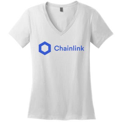 Funny Chainlink LINK Funny Chainlink Crypto Chainlink Blue Chainlink Merch Women's V-Neck T-Shirt