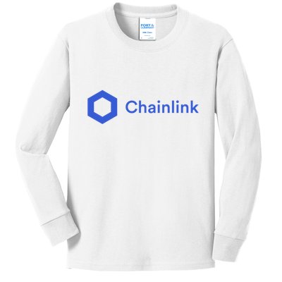 Funny Chainlink LINK Funny Chainlink Crypto Chainlink Blue Chainlink Merch Kids Long Sleeve Shirt