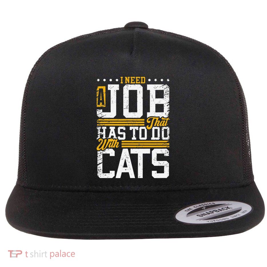 Funny Cat Lover Design For Animal Enthusiasts Flat Bill Trucker Hat