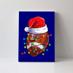 Football Christmas Lights Santa Hat Xmas Football Lover Gift Canvas