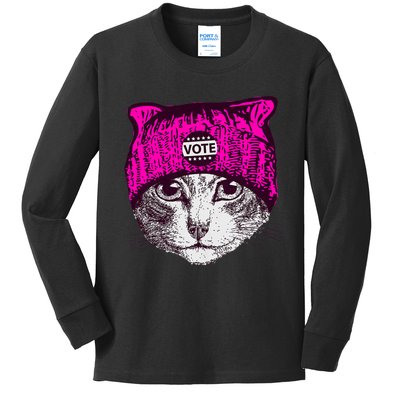 Funny Cat Ladies 2024 Rights Equal Rights Teens Kids Long Sleeve Shirt