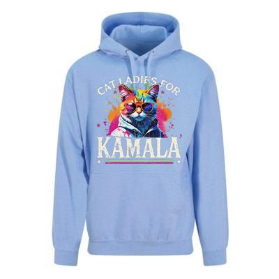 Funny Cat Ladies For Kamala 2024 Hipster Cat For Harris Unisex Surf Hoodie