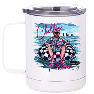 Funny Chillin Like A Felon Summer Trump 2024 Gift 12 oz Stainless Steel Tumbler Cup