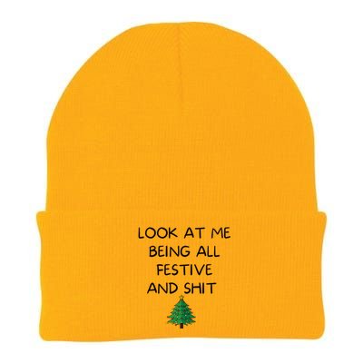 Funny Christmas Look At Me Being All Festive And Shit Knit Cap Winter Beanie