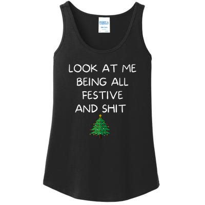 Funny Christmas Look At Me Being All Festive And Shit Ladies Essential Tank