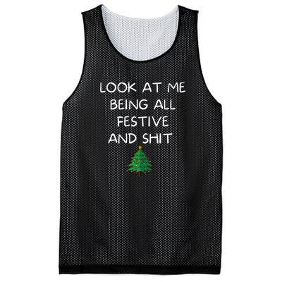 Funny Christmas Look At Me Being All Festive And Shit Mesh Reversible Basketball Jersey Tank