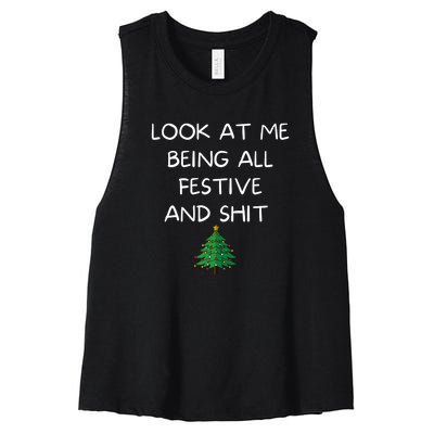 Funny Christmas Look At Me Being All Festive And Shit Women's Racerback Cropped Tank