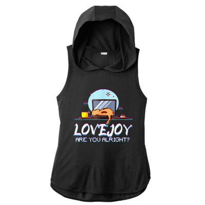 Funny Cute Lovejoy Merch Wilbur Soot Bored Cats Ladies PosiCharge Tri-Blend Wicking Draft Hoodie Tank