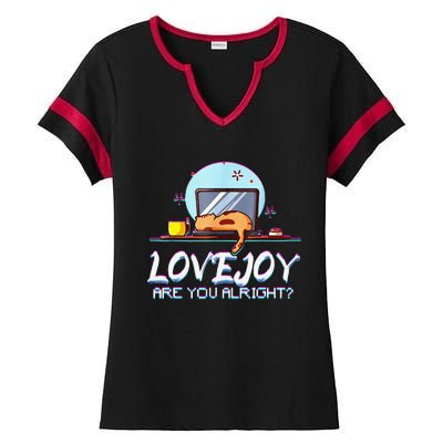 Funny Cute Lovejoy Merch Wilbur Soot Bored Cats Ladies Halftime Notch Neck Tee