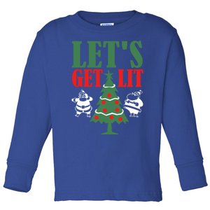 Funny Christmas Let's Get Lit Ing Xmas Lights Tree Gift Toddler Long Sleeve Shirt