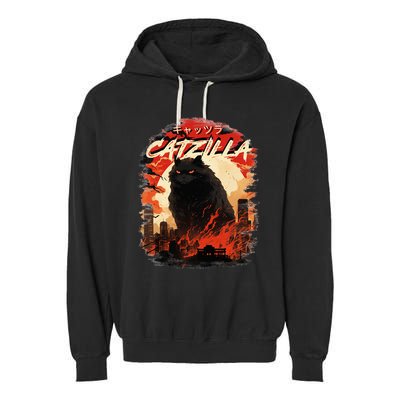 Funny Cat Lover Catzilla Cat Humor Cat Garment-Dyed Fleece Hoodie