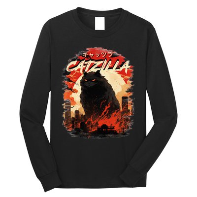 Funny Cat Lover Catzilla Cat Humor Cat Long Sleeve Shirt