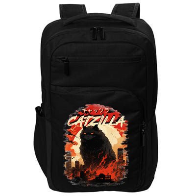 Funny Cat Lover Catzilla Cat Humor Cat Impact Tech Backpack