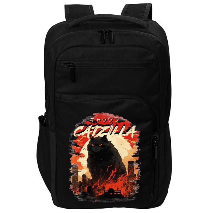 Funny Cat Lover Catzilla Cat Humor Cat Impact Tech Backpack
