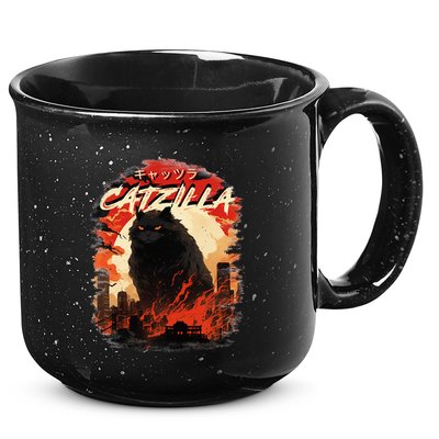 Funny Cat Lover Catzilla Cat Humor Cat 15oz Campfire Ceramic Mug