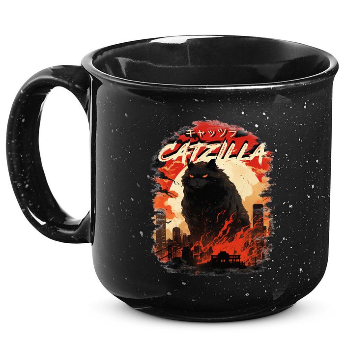 Funny Cat Lover Catzilla Cat Humor Cat 15oz Campfire Ceramic Mug