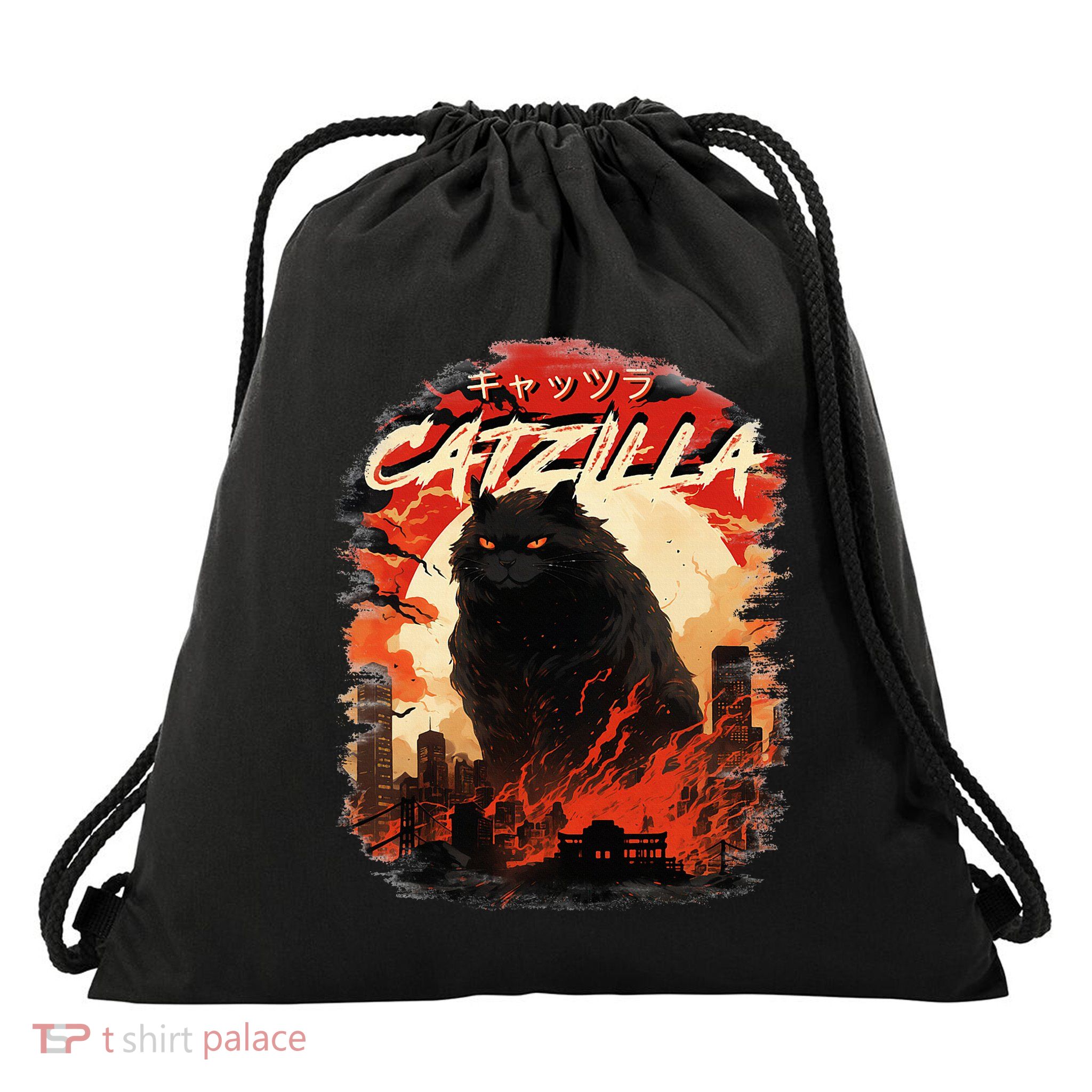 Funny Cat Lover Catzilla Cat Humor Cat Drawstring Bag