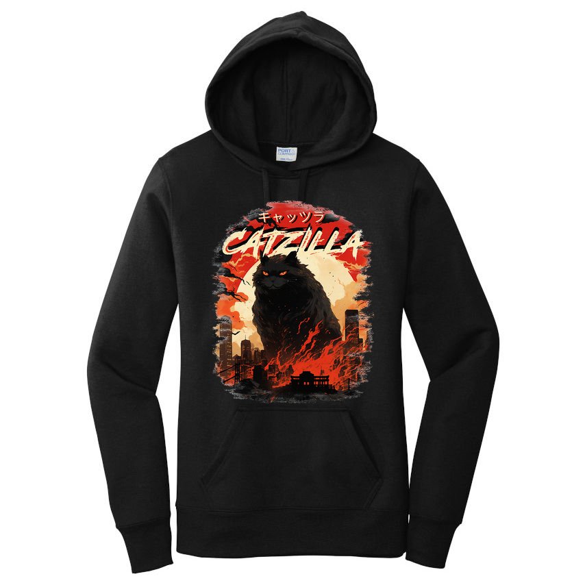 Funny Cat Lover Catzilla Cat Humor Cat Women's Pullover Hoodie