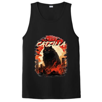 Funny Cat Lover Catzilla Cat Humor Cat PosiCharge Competitor Tank